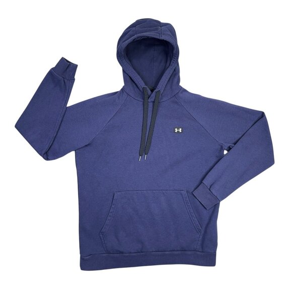 Under Armour Rival Hoodie Mens Medium M Blue Fitted Pullover Sweatshirt - Picture 1 of 11